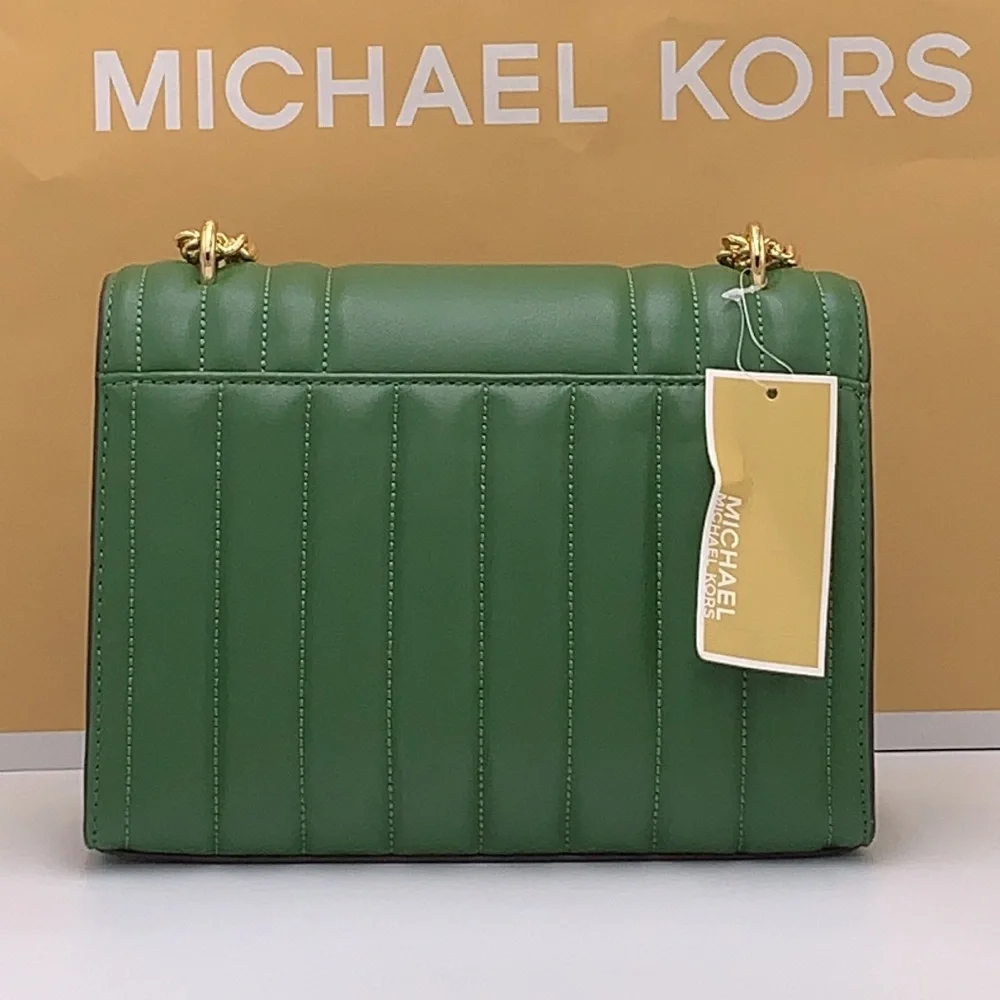 MICHAEL KORS MEDIUM FLAP CHAIN SHOULDER CROSSBODY BAG FERN GREEN COLOR